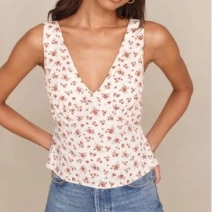 Reformation Colette Sweet Floral Print Tie-Back Summer Tank